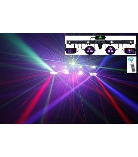 PARTY BAR (MANDO INALAMBRICO)  (2 EFECTOS LED + 1 LÁSER + 2 FOCOS LED) + MALETA