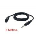 6 Mts / 1 JACK MONO MACHO (6,3mm) A 1 XLR HEMBRA.