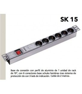 TRIPLE PROTECCION CON LED (ALUMINIO) 6 SCHUKOS PARA RACK