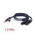 3 Mts / 2 XLR HEMBRA a 2 JACK MONO MACHO (6,35mm)