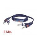 3 Mts / 2 JACK MONO MACHO a 2 JACK MONO MACHO