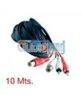 10 Mts / 2 x RCA Hembra a 2 x RCA Macho 