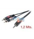 1,2 Mts / 2 RCA MACHO A 1 MINI-JACK ESTÉREO MACHO (3,5mm)
