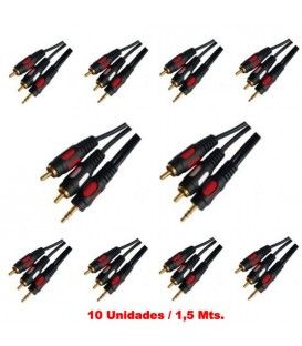 (10U)1,2 Mts / 2 RCA MACHO A 1 MINI-JACK ESTÉREO MACHO (3,5mm)