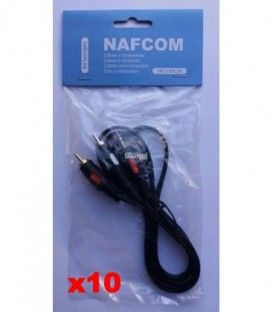 (10U)1,2 Mts / 2 RCA MACHO A 1 MINI-JACK ESTÉREO MACHO (3,5mm)