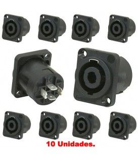 (10U) SPEAKON HEMBRA DE BASE 4 CONTACTOS (IMPORTACIÓN)
