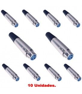 (10U) CONECTOR XLR(CANON) HEMBRA 3 PINS.