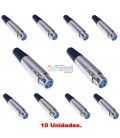 (10U) CONECTOR XLR(CANON) HEMBRA 3 PINS.