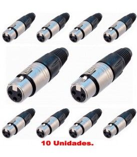 (10U) XLR (CANON) HEMBRA 3 PINS.
