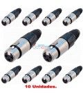 (10U) XLR (CANON) HEMBRA 3 PINS.