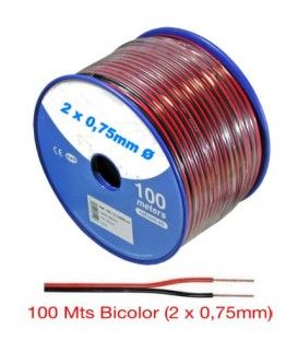 Mitzu® Cable bicolor de 18 AWG para sonido movil con rollo 100 m