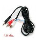 1,5 Mts / 2 RCA MACHO A 1 MINI-JACK ESTÉREO MACHO (3,5mm)
