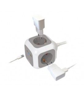 2 USB + 4 ENCHUFES / ALARGADERA 1,4 MTS + SOPORTE PARED