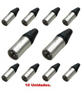 (10U) XLR MACHO 3 PINS (TIPO NEUTRIK)