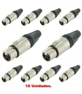 (10U) XLR HEMBRA 3 PINS (TIPO NEUTRIK)