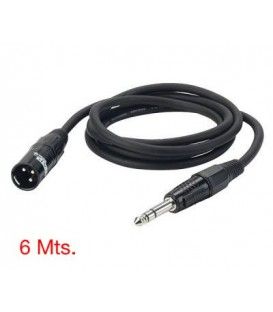 6 Mts / 1 JACK ESTÉREO MACHO (6,3mm) A 1 XLR MACHO.