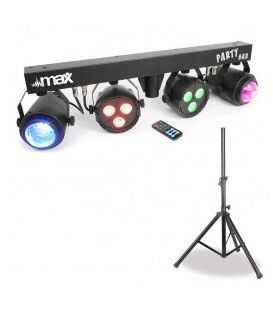 MAX PARTYBAR (M. INALAMBRICO + TRÍPODE)  (2 EFECTOS LED + 2 FOCOS LED) 