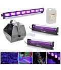 KIT FIESTA UV-2 (MÁQUINA POMPAS + 2 PLAFONES 47,5cm + 1 PLAFÓN LED 41cm + 5 LTS LIQUIDO) 