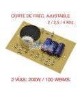 2 VÍAS, AJUSTABLE (CORTE SELECCIONABLE A 2 / 2,5 / 4 Khz) 200W / 100 WRMS 