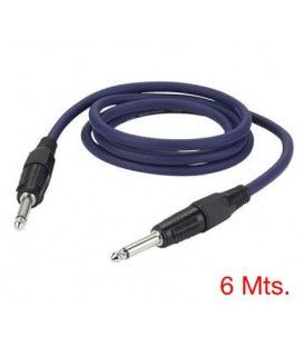 6 Mts / JACK Mono Macho a JACK Mono Macho 6,35mm. (CABLE EN AZUL)