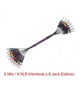 SNAKE 8XLR-JACK (6 Mts) (8 Pares HEMBRA XLR-JACK ESTÉREO MACHO 6,3)