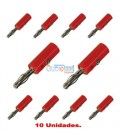 (10U) BANANA (4mm) COLOR ROJO (FIJACIÓN POR TORNILLO) 