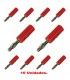 (10U) BANANA (4mm) COLOR ROJO (FIJACIÓN POR TORNILLO) 