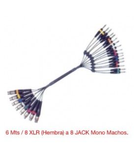SNAKE 8XLR-JACK (6 Mts) (8 Pares HEMBRA XLR-JACK MONO MACHO 6,3)