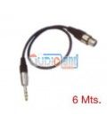 6 Mts /  JACK Mono Estéreo a XLR Hembra