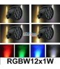 (4U) FOCOS LED RGBW (3 ROJOS, 3 AZULES, 3 VERDES, 3 BLANCOS) DMX (12W)