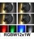 (4U) FOCOS LED RGBW (3 ROJOS, 3 AZULES, 3 VERDES, 3 BLANCOS) CON DMX