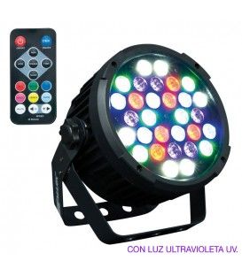 60W LED + MANDO (INCLUYE LED DE LUZ NEGRA / R+G+B+W+UV) DMX