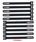 (10U) CINTA RECOGE-CABLES (VELCRO 200 x 25 mm) COLOR NEGRO
