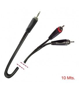 10 Mts / 2 RCA MACHO A 1 MINI-JACK ESTÉREO MACHO (3,5mm)