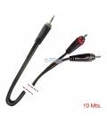 10 Mts / 2 RCA MACHO A 1 MINI-JACK ESTÉREO MACHO (3,5mm)