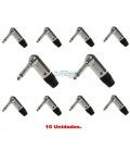 (10U) JACK MONO (6,3 mm) ACODADO A 90º MACHO