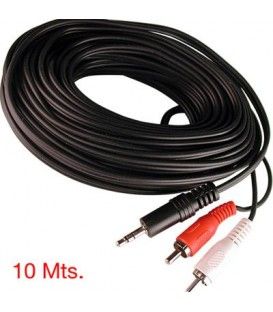 10 Mts / 2 RCA MACHO A 1 MINI-JACK ESTÉREO MACHO (3,5mm)