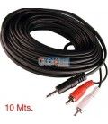 10 Mts / 2 RCA MACHO A 1 MINI-JACK ESTÉREO MACHO (3,5mm)