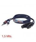 1,5 Mts / 2 XLR HEMBRA a 2 JACK MONO MACHO (6,35mm)