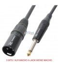 3 Mts / JACK MONO MACHO (6,3mm) A XLR MACHO.