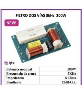 2 VÍAS, 400W / 200 WRMS (CORTE EN 3 kHz) IMPEDANCIA 8 Ω.