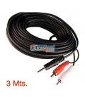 3 Mts / 2 RCA MACHO A 1 MINI-JACK ESTÉREO MACHO (3,5mm)