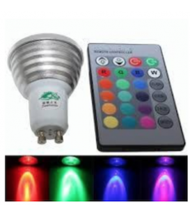LÁMPARA LED RGB CON MANDO A DISTANCIA (GU10 / 5W / 220V)