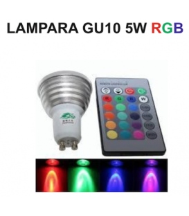 LÁMPARA LED RGB CON MANDO A DISTANCIA (GU10 / 5W / 220V)
