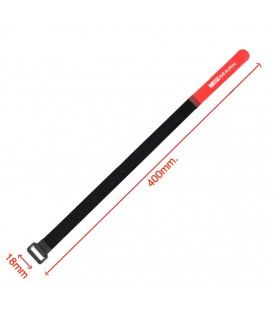 CINTA RECOGE-CABLES (VELCRO 400 x 18 mm) COLOR NEGRO-ROJO