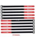 (10U) CINTA RECOGE-CABLES (VELCRO 400 x 18 mm) COLOR NEGRO-ROJO