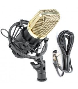 CM-400 DE ESTUDIO + SOPORTE (DE CONDENSADOR / COLOR NEGRO-DORADO) CABLE MINI-JACK
