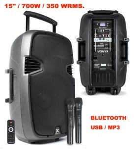 ACTIVO 15" + BATERÍA 700W / 350 WRMS (2 MICROS / USB / BLUETOOTH / SD) 220 Y 12V