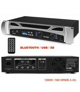 VPA1000 (2x500W / 2x250 WRMS a 4Ω) BLUETOOTH / USB / SD / PANTALLA FRONTAL