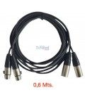 0,6 Mts / 2 XLR Macho a 2 XLR Hembra